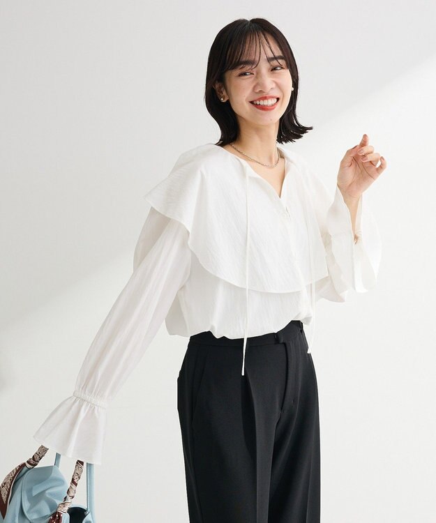 Green Parks ラッフルブラウス Off White