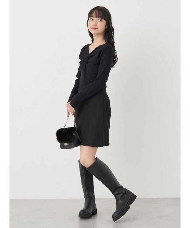 earth music&ecology ツイストリブラメニットプルオーバー Black