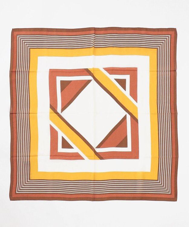 自由区 モダールラインプリント スカーフ キャメル系