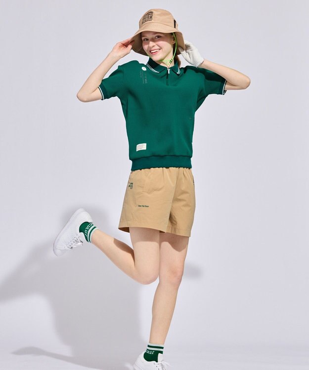 PW CIRCULUS 【WOMEN】ワッフルハーフジップポロ 2026年モデル ゴルフウェア レディース グリーン系