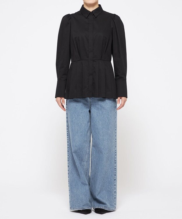 uncrave コットンツイル ペプラムシャツ（uncrave WHITE） ブラック