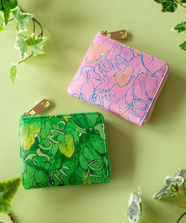 tsumori chisato CARRY 葉っぱ Lファスナー2つ折り財布 ピンク