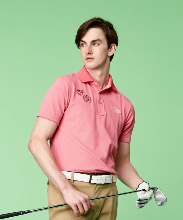 23区GOLF 【MEN】ハニカムカノコ半袖ポロシャツ ピンク系