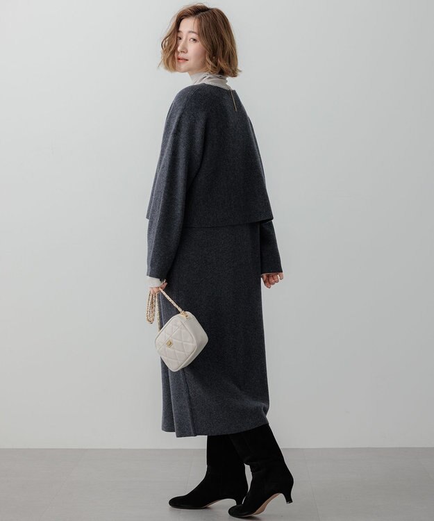 23区 S 【洗える】レイヤードニットツイン ワンピース グレー系