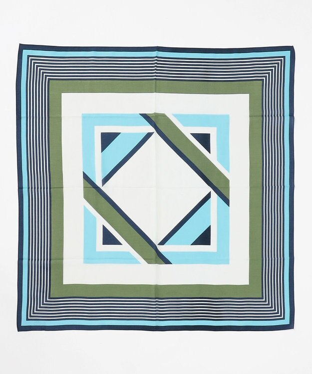 自由区 モダールラインプリント スカーフ サックスブルー系