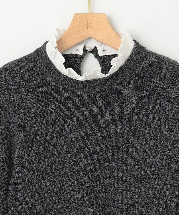 組曲 L 【WEB限定】襟付き片畔ニットプルオーバー グレー系
