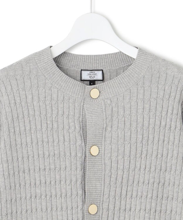 J.PRESS YORK STREET 【WOMEN】コットンケーブル カーディガン ライトグレー系