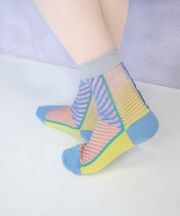 COQ しまうま シアーストライプソックス ライトグリーン