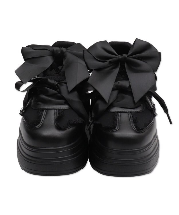 WEGO ダブルリボンフリルスニーカー ブラック