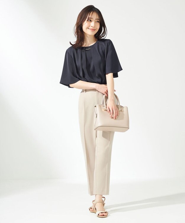 ANY SIS 【洗える】TOROMIブラウス ネイビー