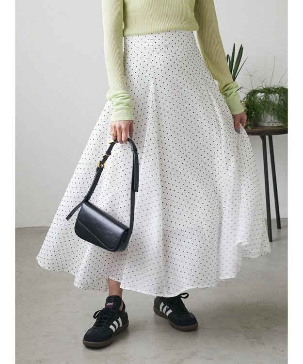 Green Parks AnriettMusee ドットフレアーロングスカート Off White