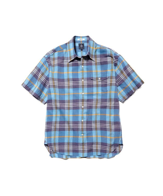 J.PRESS MEN 【J.PRESS ORIGINALS】Indian Madras Regular half Sleeve Shirt / Baggy-Fit ブルー系3