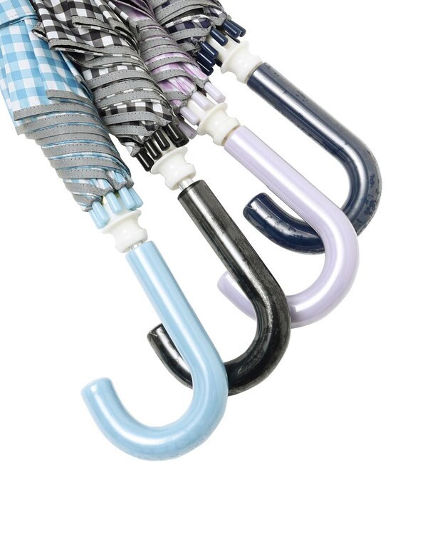 MOONBAT 【キッズ】晴雨兼用日傘 長傘 ギンガムチェック 裾リフレクター 50cm 遮光 遮熱 UV サックスブルー