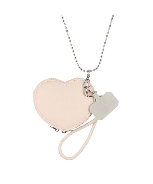 UNBILLION cachecache ハートポーチ付きボールチェーンモバイルストラップ アイボリー