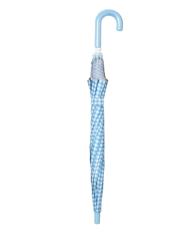 MOONBAT 【キッズ】晴雨兼用日傘 長傘 ギンガムチェック 裾リフレクター 50cm 遮光 遮熱 UV サックスブルー