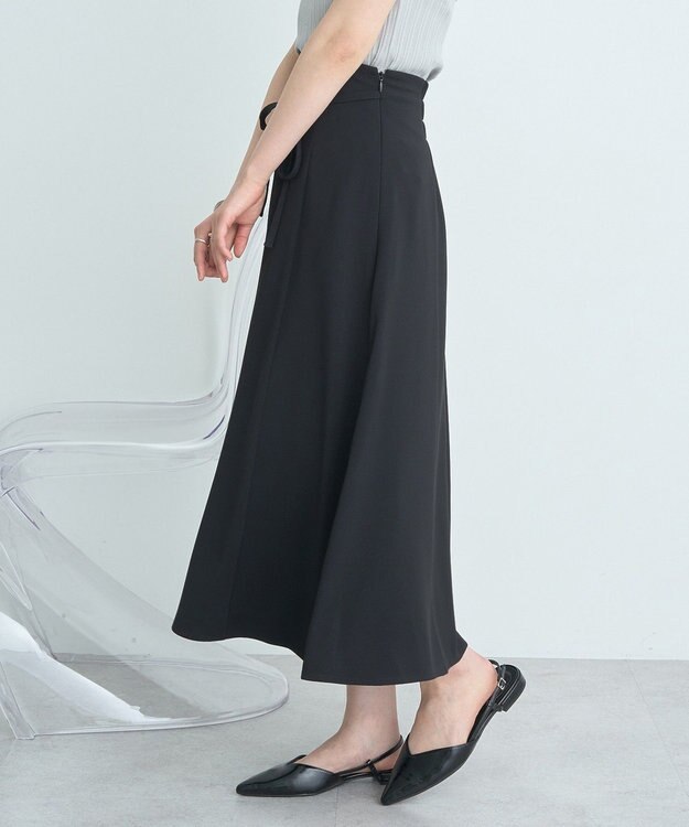 earth music&ecology ウエストリボンフレアスカート Black