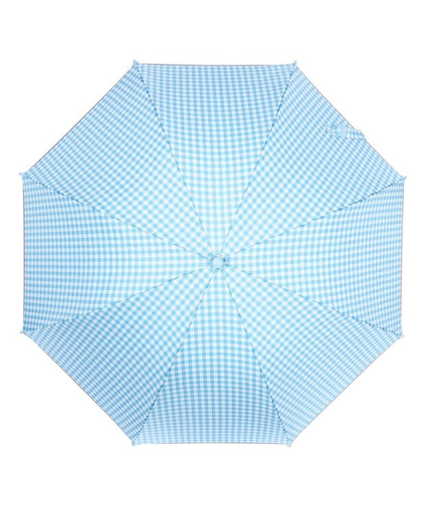 MOONBAT 【キッズ】晴雨兼用日傘 長傘 ギンガムチェック 裾リフレクター 50cm 遮光 遮熱 UV サックスブルー