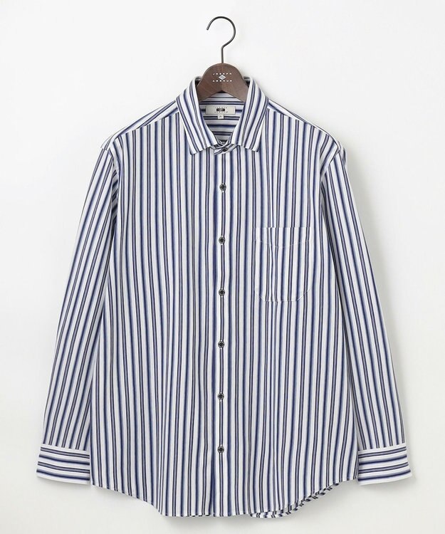 JOSEPH ABBOUD 【キングサイズ・ストレッチ・イージーケア】ジャージーストライプシャツ サックスブルー系1