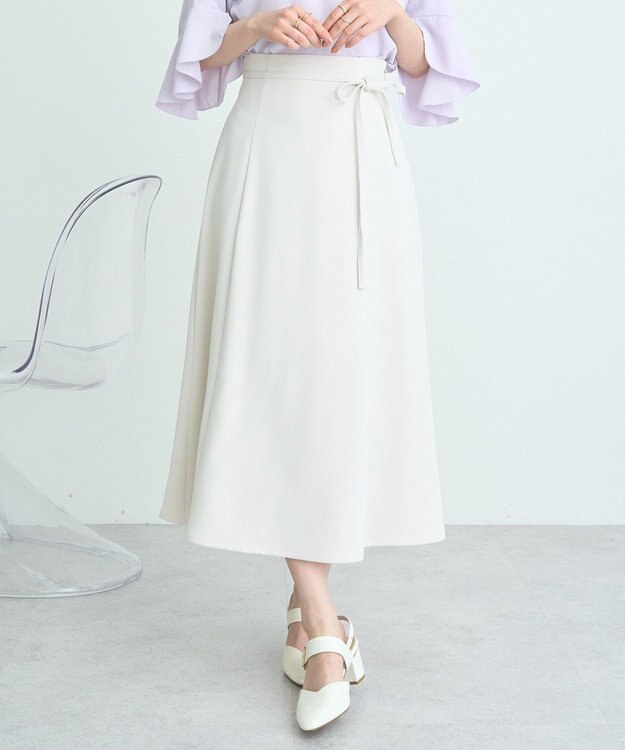 earth music&ecology ウエストリボンフレアスカート Ivory