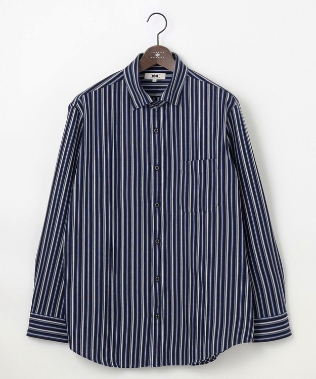 JOSEPH ABBOUD 【キングサイズ・ストレッチ・イージーケア】ジャージーストライプシャツ ネイビー系1