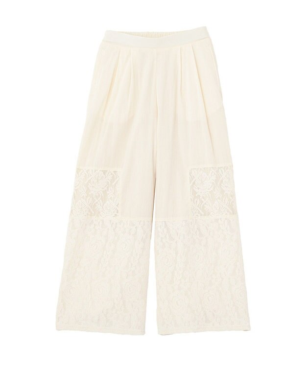Green Parks 裾レースドッキングパンツ Off White