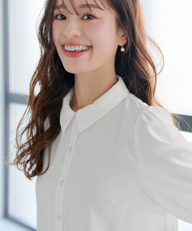 Tiaclasse L 【洗える】パフスリーブシャツブラウス オフホワイト