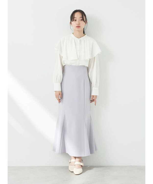 earth music&ecology ケープカラーブラウス Off White