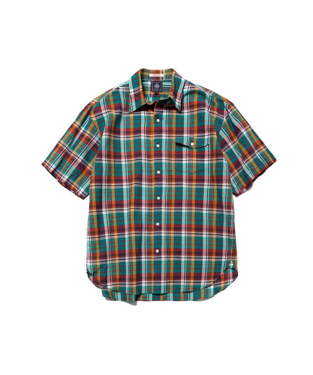 J.PRESS MEN 【J.PRESS ORIGINALS】Indian Madras Regular half Sleeve Shirt / Baggy-Fit グリーン系3