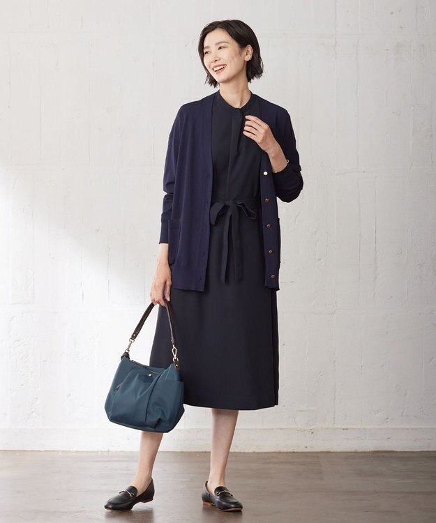 J.PRESS LADIES S 【洗える】レーヨンエリートストレッチ Vネック カーディガン ネイビー系