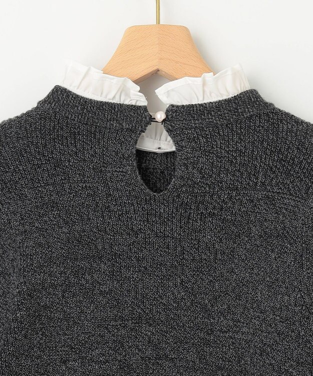 組曲 L 【WEB限定】襟付き片畔ニットプルオーバー グレー系
