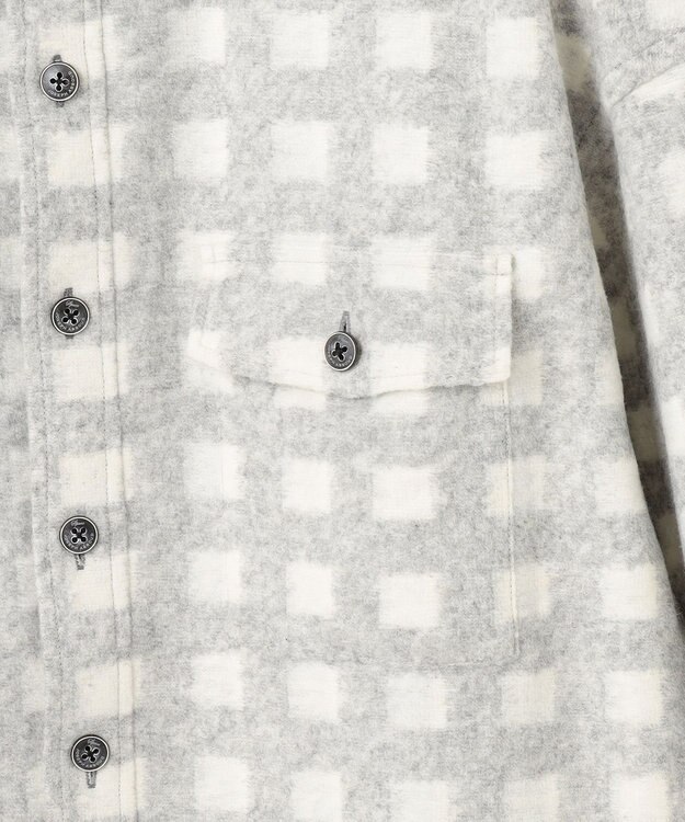 JOSEPH ABBOUD MOUNTAIN 【SPACE／UNISEX】フランネルジャージーチェック シャツ ライトグレー系3