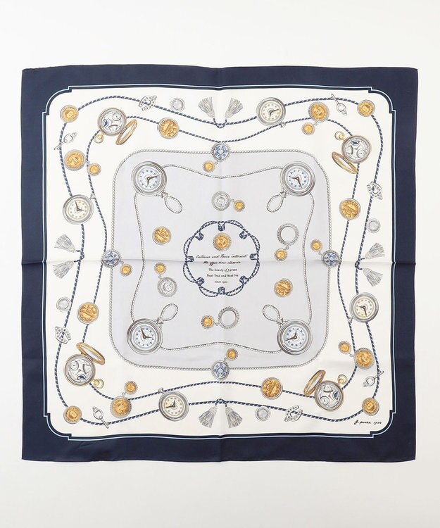J.PRESS LADIES Traditional print  スクエア スカーフ ネイビー系
