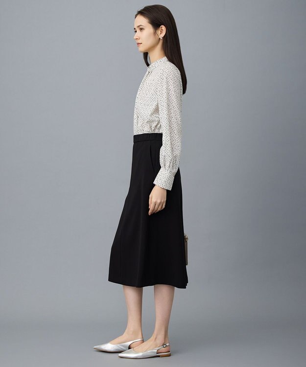 自由区 L 【19号サイズまで展開・セットアップ対応】トリアセダブルクロスフレア スカート ブラック