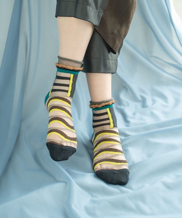 COQ WAVE ECHO シアーボーダーソックス ブラック