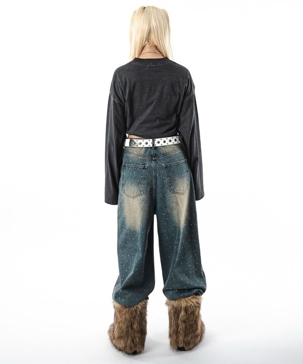 WEGO 【ユニセックス着用ITEM/MLサイズ展開】コールドダイダメージアップリケT（LS） スミクロ