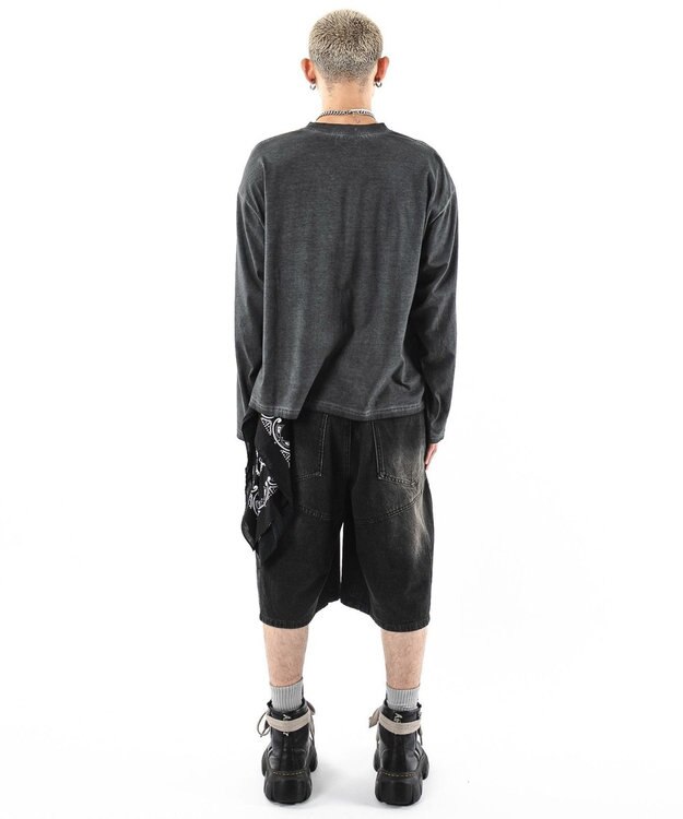 WEGO 【ユニセックス着用ITEM/MLサイズ展開】コールドダイダメージアップリケT（LS） スミクロ