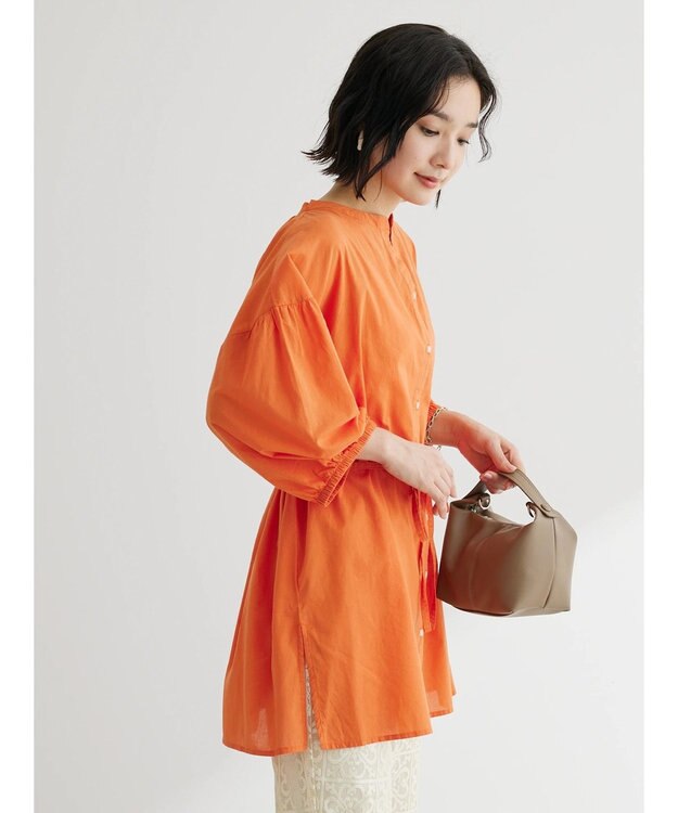 Green Parks スキッパーボリュームブラウスチュニック Orange