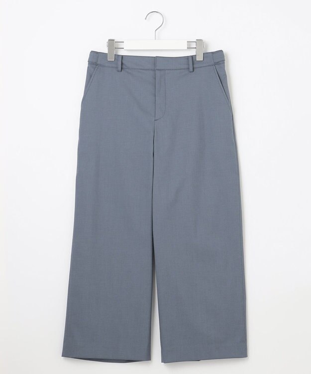 J.PRESS LADIES 【WEB限定カラーあり・セットアップ対応・洗える・撥水・防汚】コットンFITTYシャーク ワイド アンクル パンツ ダルブルー系