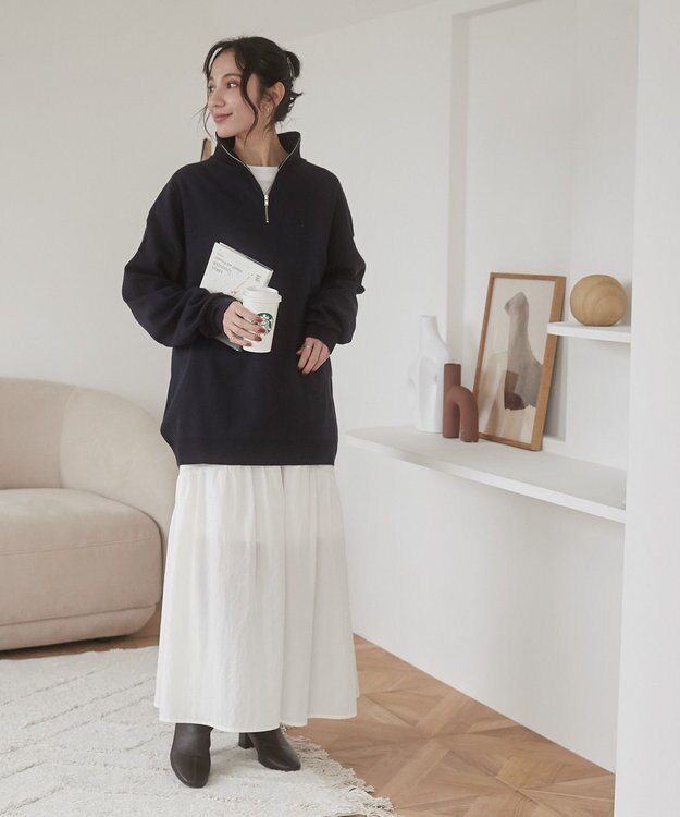 WEGO 【ユニセックス着用ITEM】ミラノリブハーフジッププルオーバー ネイビー