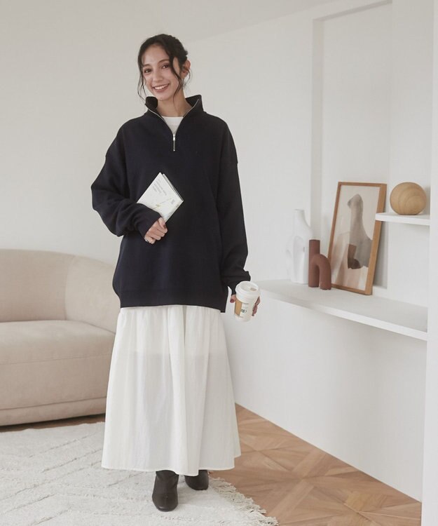 WEGO 【ユニセックス着用ITEM】ミラノリブハーフジッププルオーバー ネイビー