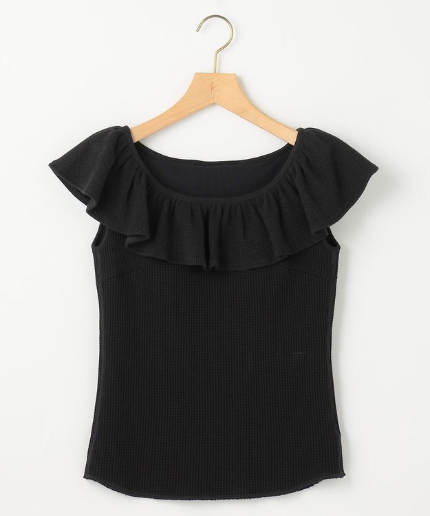 組曲 【組曲×setsuko sagittaire】カップ付きフリルTシャツ ブラック系