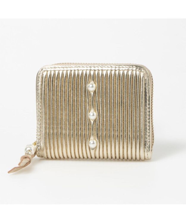 UNBILLION ペルケ perche / シーププリーツ・ジャバラカードウォレット ゴールド