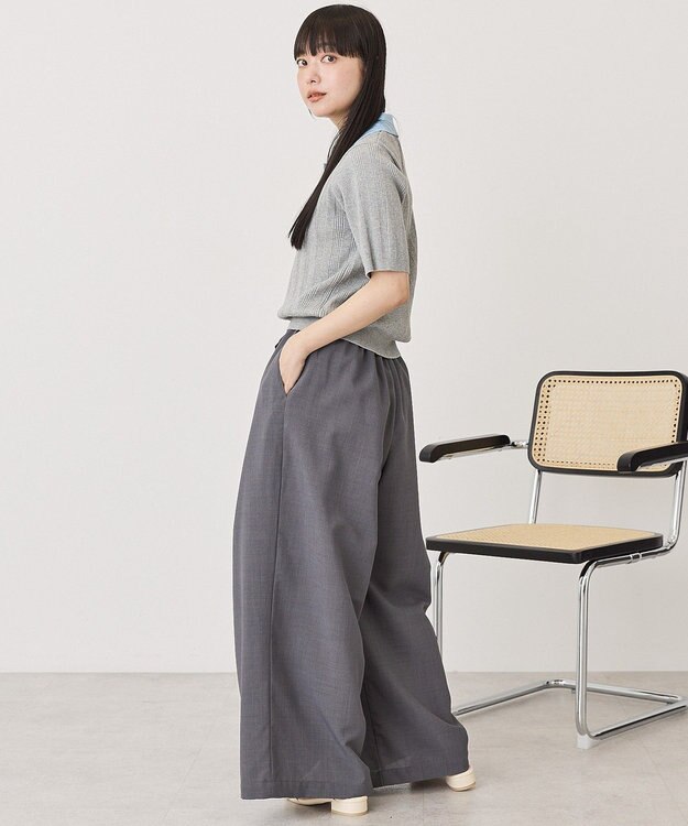 AMERICAN HOLIC 襟配色ニットポロ Light Gray