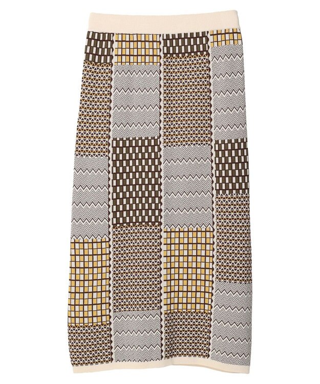 Green Parks ■ＥＳＣＡＲ　ダブルジャカードニットスカート Brown