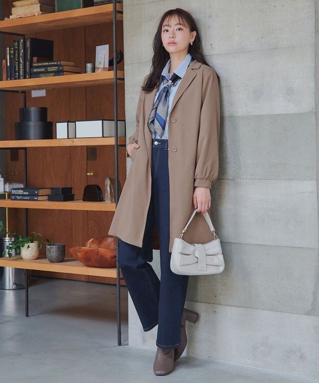 Tiaclasse 【洗える】バックプリーツパフスリーブコート ベージュ