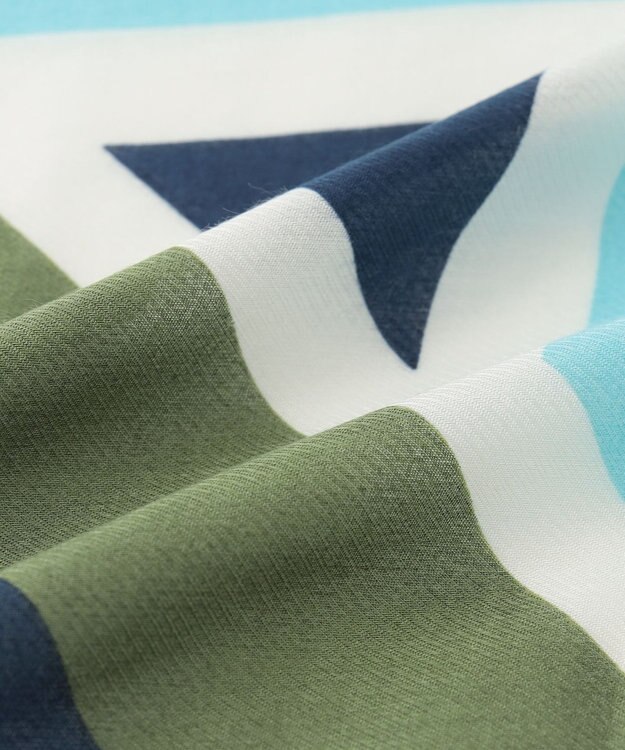 自由区 モダールラインプリント スカーフ サックスブルー系