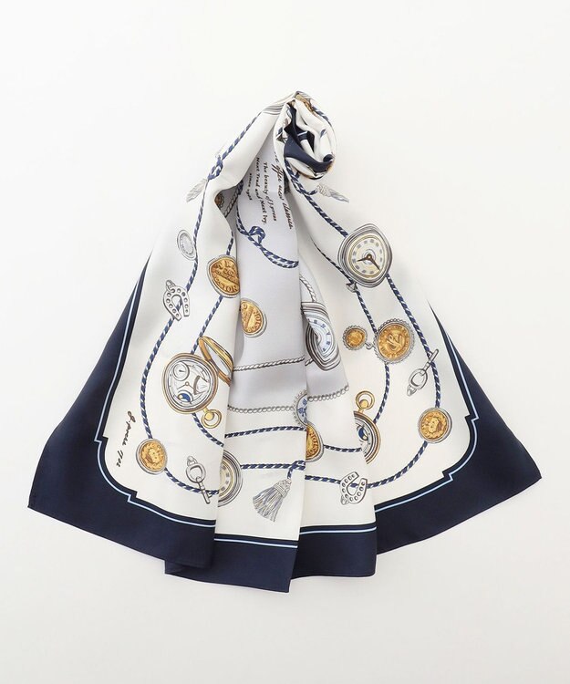 J.PRESS LADIES Traditional print  スクエア スカーフ ネイビー系
