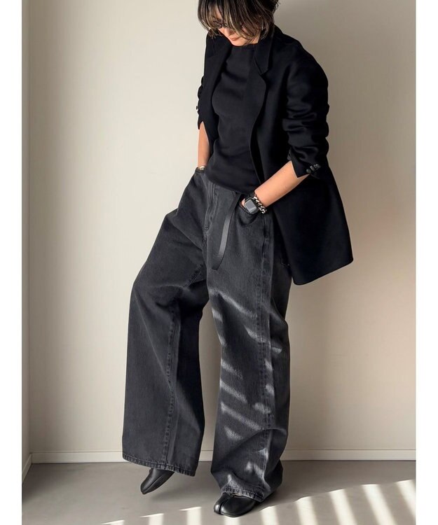 woadblue ＜坪田あさみさんコラボ＞DADA  ダダ  /  BLACK ワイドデニムパンツ BLACK