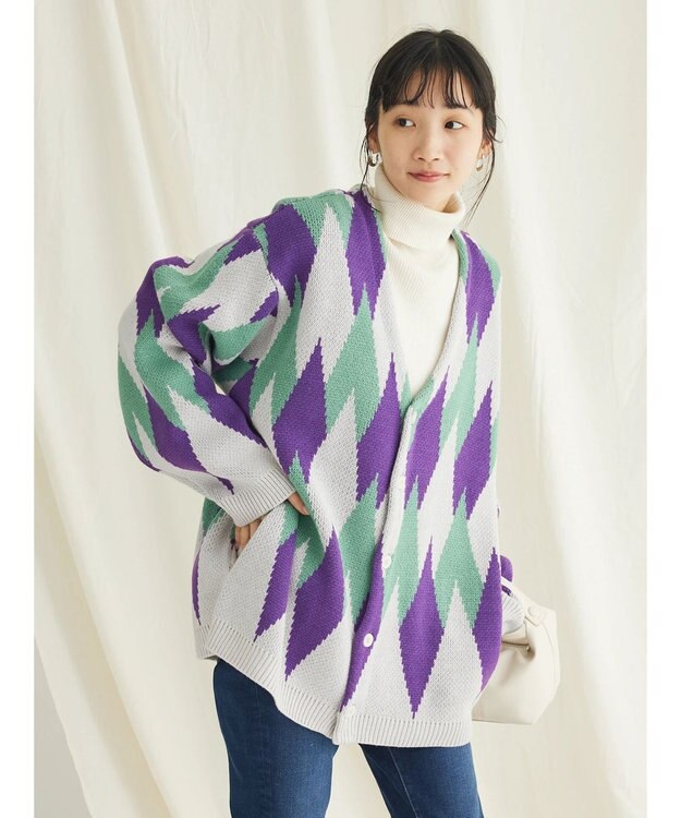 CRAFT STANDARD BOUTIQUE 【男女兼用】アーガイル柄カーディガン2 Purple