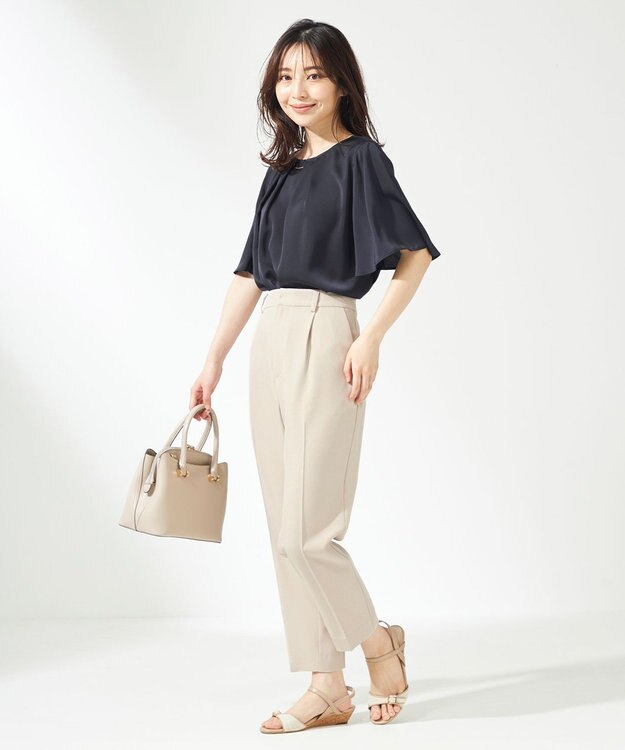 ANY SIS 【洗える】TOROMIブラウス ネイビー